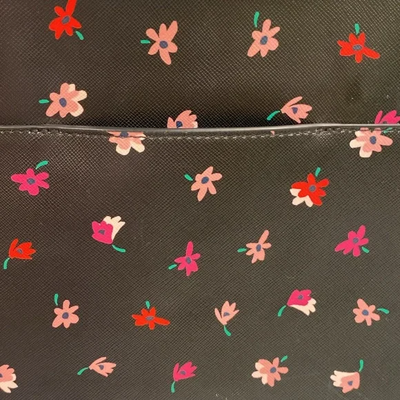 Kate Spade New York Staci Ditsy Buds Saffiano Leather Laptop Tote Floral / Black - Picture 9 of 13